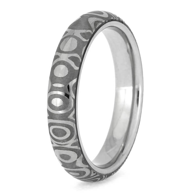 Narrow Steel Wedding Band, Damascus Ring Made With Stainless Steel-2613 - Jewelry by Johan