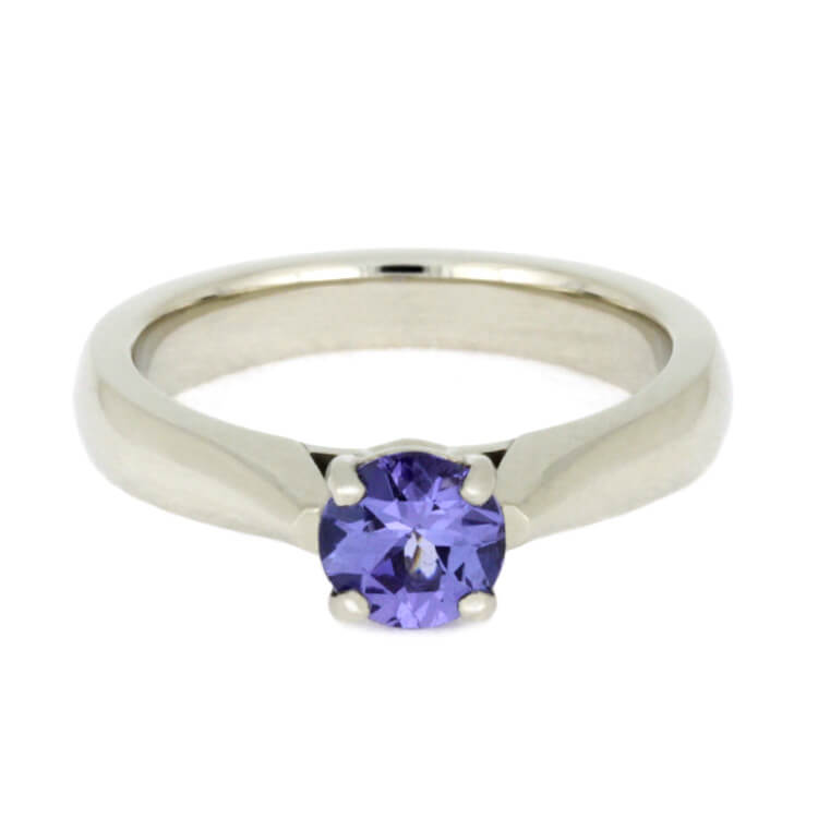 Tanzanite Engagement Ring With Diamond Accents in White Gold-3706 - Jewelry by Johan