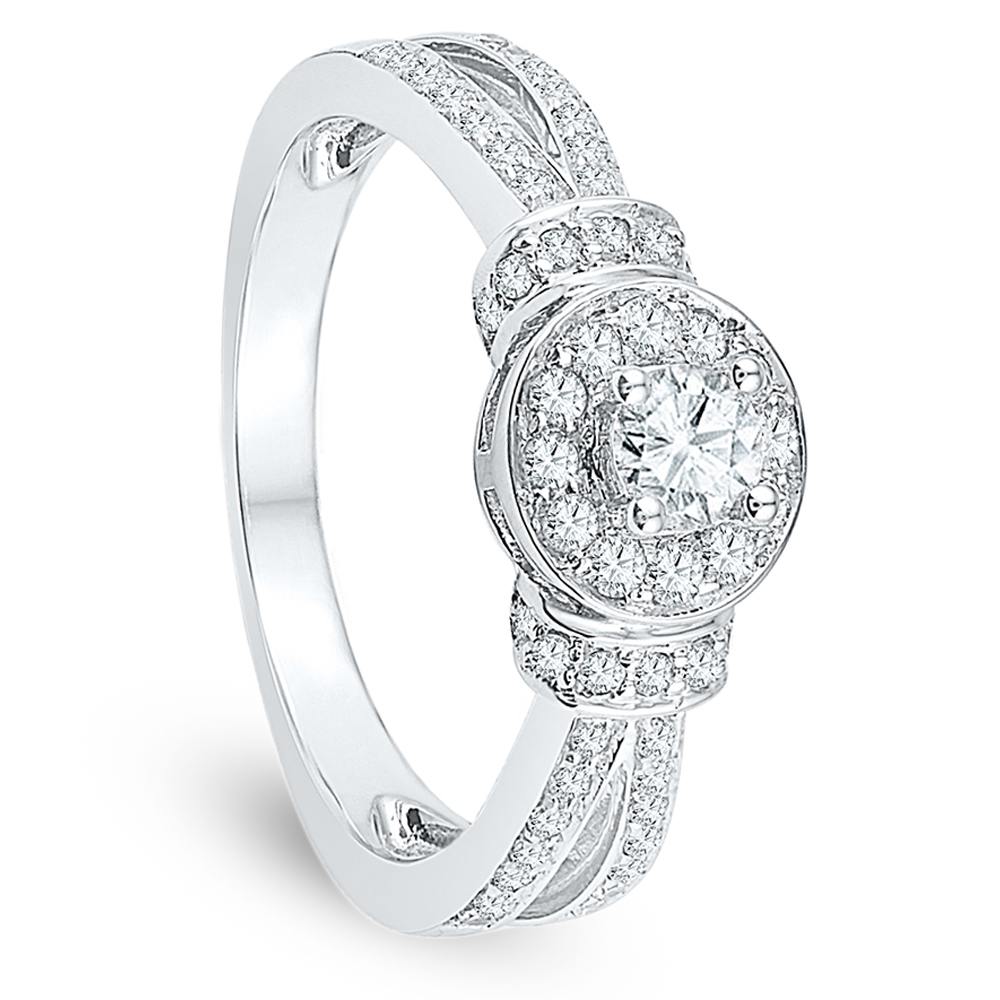 Round Diamond Engagement Ring, Sterling Silver-SHRE028462-SS - Jewelry by Johan