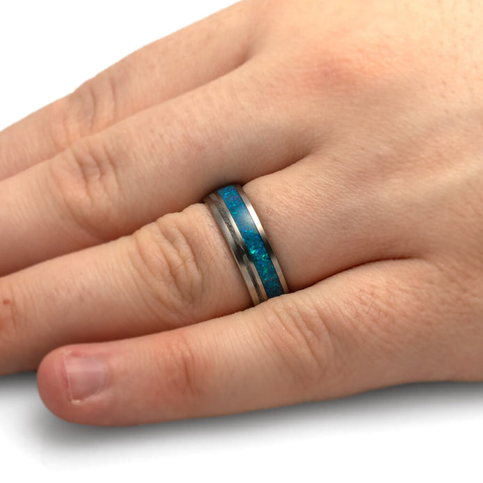 Opal Ring with Mokume Gane