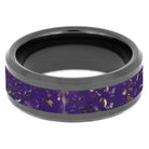 Black Ceramic Men's Wedding Band With Purple Stardust™-4012 - Jewelry by Johan