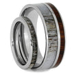 His & Hers Matching Deer Antler Wedding Band Set