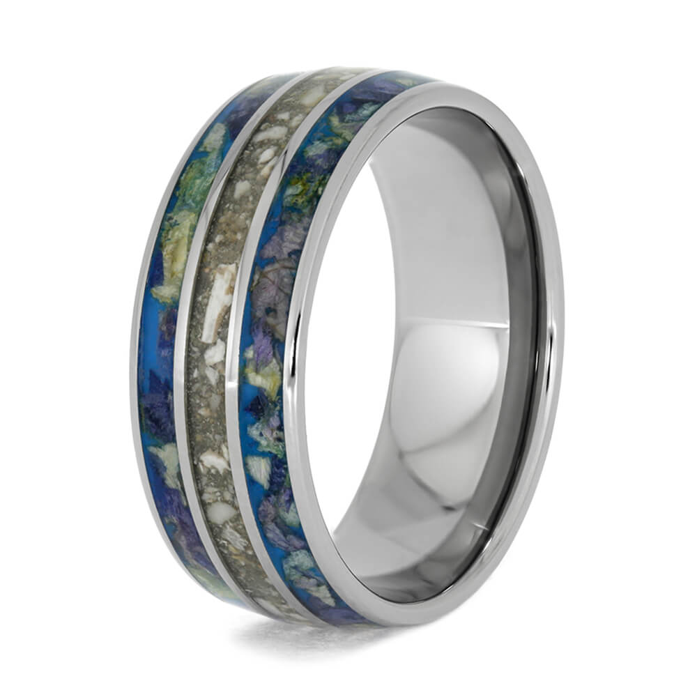 Memorial Ring with Flower Petals in Titanium-4016 - Jewelry by Johan