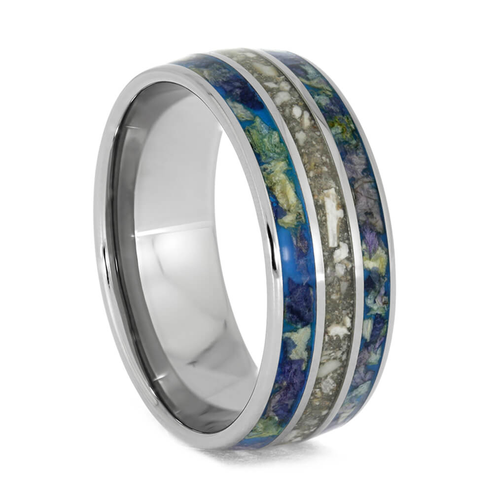 Memorial Ring with Flower Petals in Titanium-4016 - Jewelry by Johan