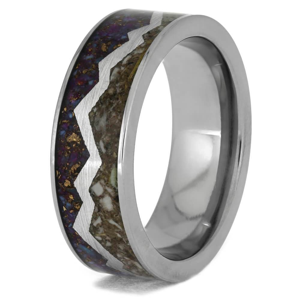 Mountain Memorial Ring With Turquoise and Ashes-4018 - Jewelry by Johan