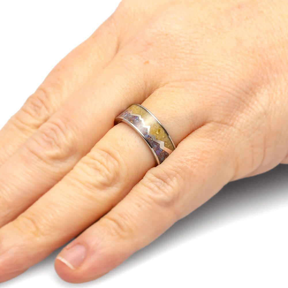 Mountain Memorial Ring With Turquoise and Ashes-4018 - Jewelry by Johan