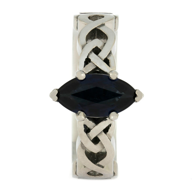 Marquise Sapphire Engagement Ring, Trinity Knot Palladium Ring-4025 - Jewelry by Johan