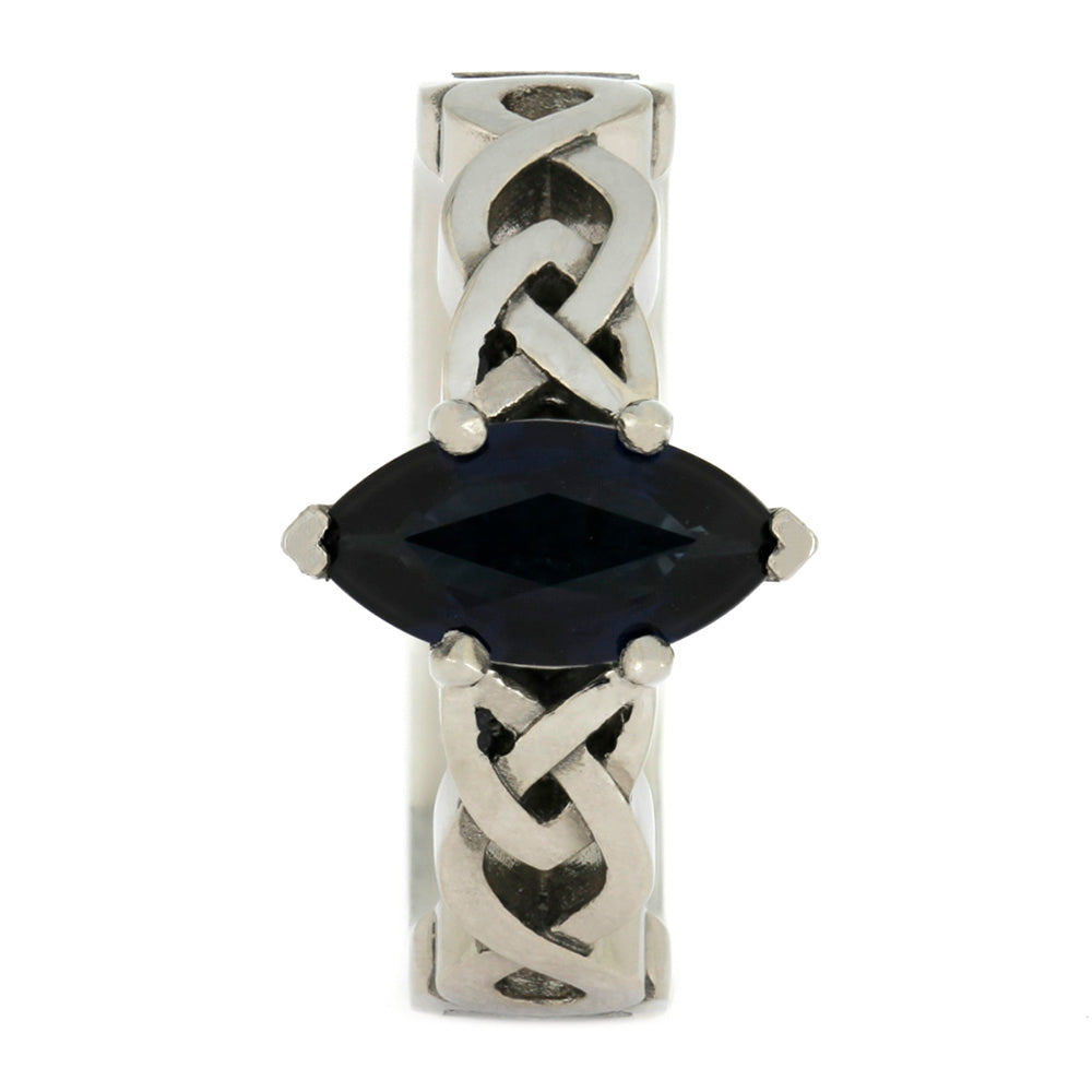 Marquise Sapphire Engagement Ring, Trinity Knot Palladium Ring-4025 - Jewelry by Johan