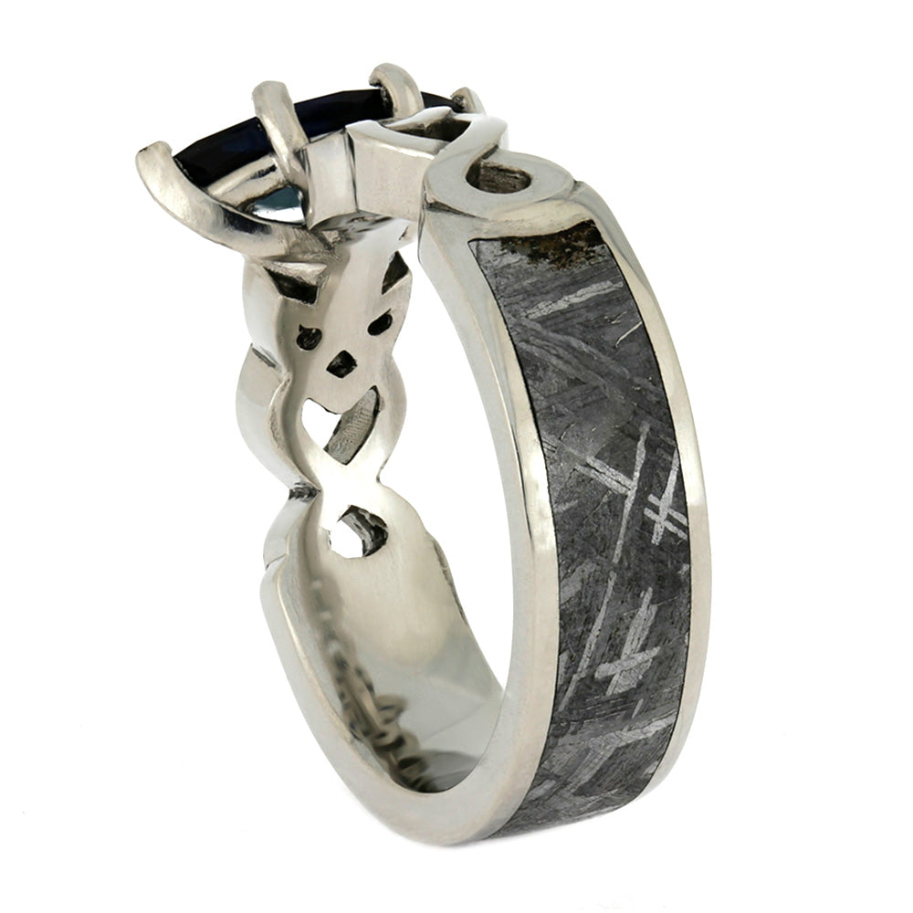 Marquise Sapphire Engagement Ring, Trinity Knot Palladium Ring-4025 - Jewelry by Johan