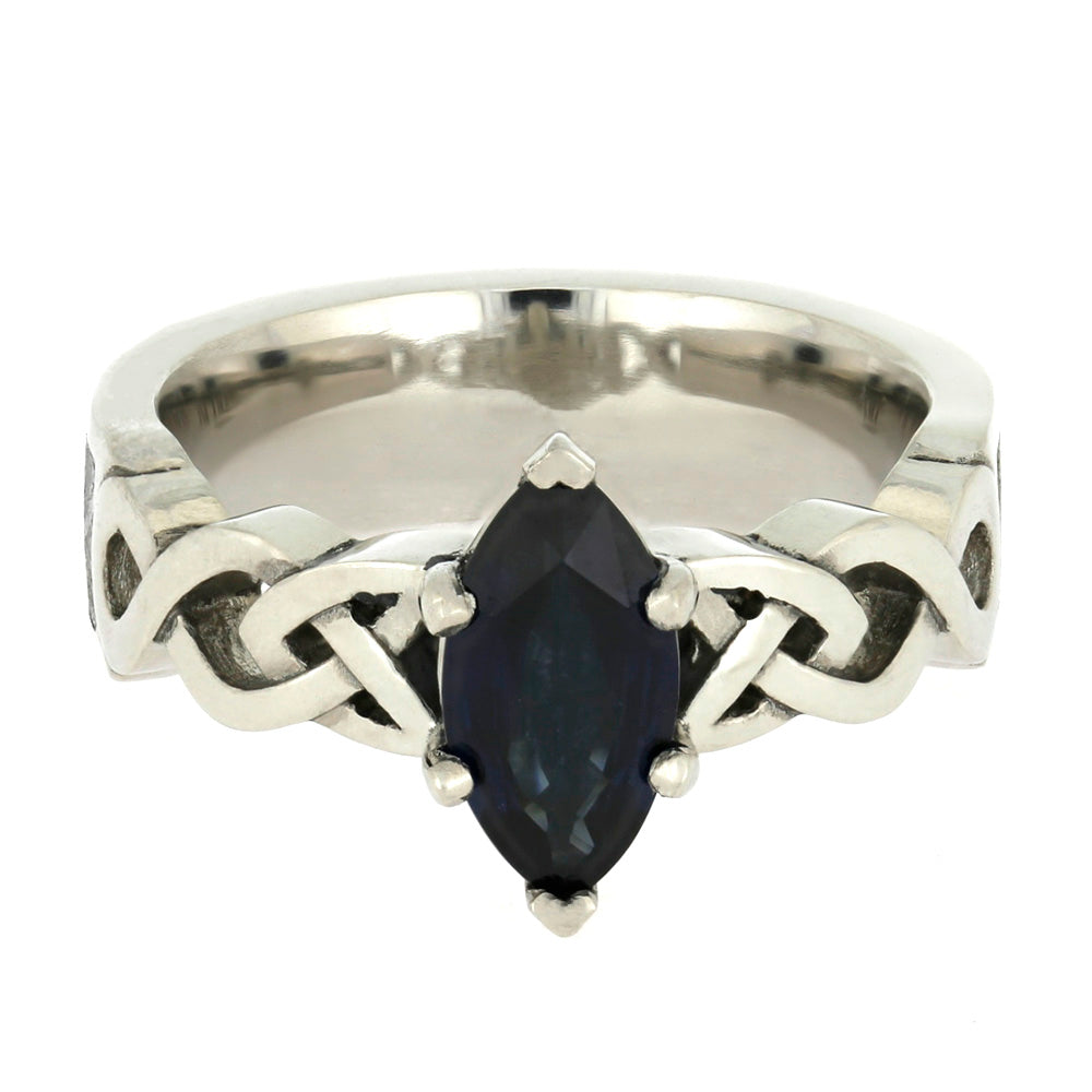 Marquise Sapphire Engagement Ring, Trinity Knot Palladium Ring-4025 - Jewelry by Johan