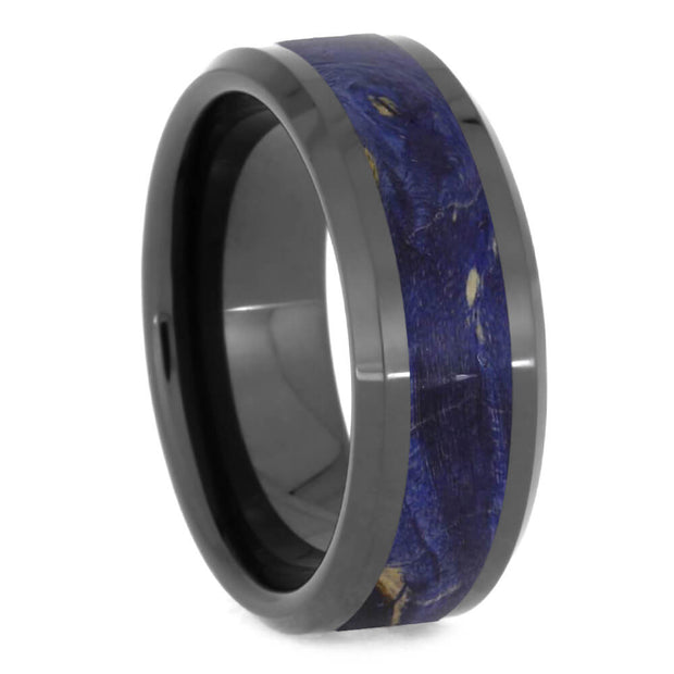 Blue Wood Men's Ring in Black Ceramic or Zirconium - Jewelry by Johan
