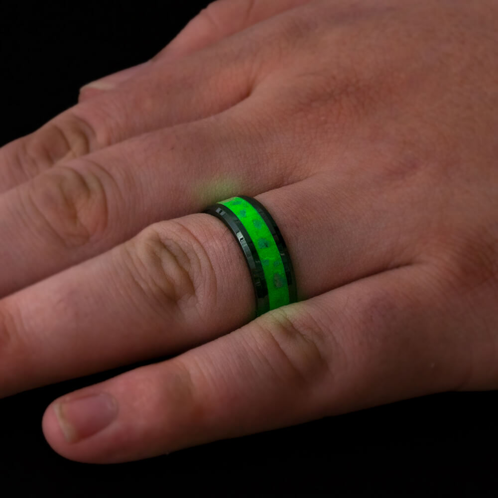 Glow in the Dark Men's Wedding Band With Dinosaur Bone-4038 - Jewelry by Johan