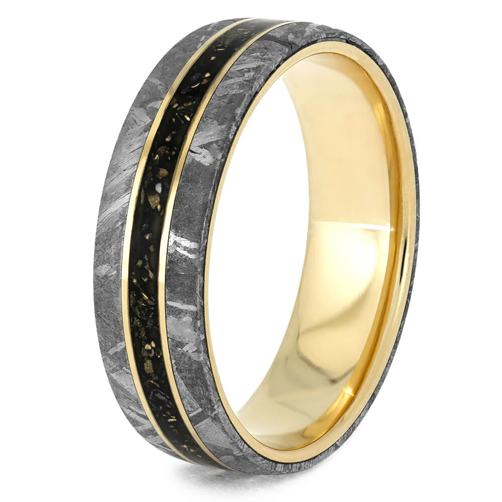 Meteorite Wedding Band for Man With Black Stardust™-4040 - Jewelry by Johan