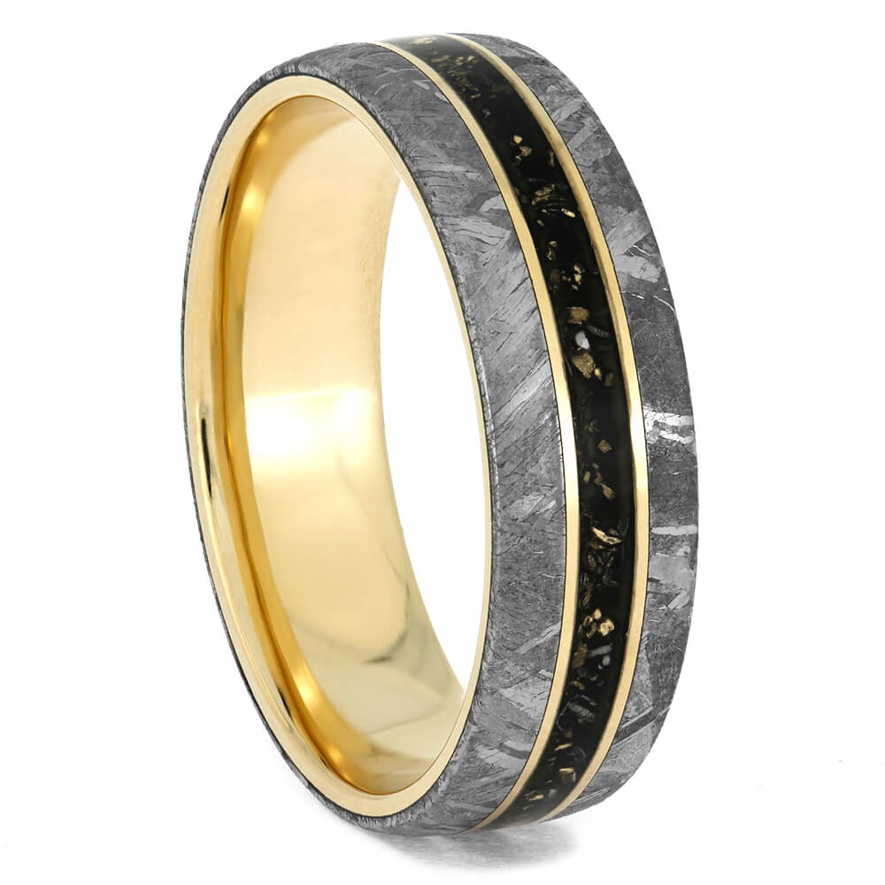 Meteorite Wedding Band for Man With Black Stardust™-4040 - Jewelry by Johan