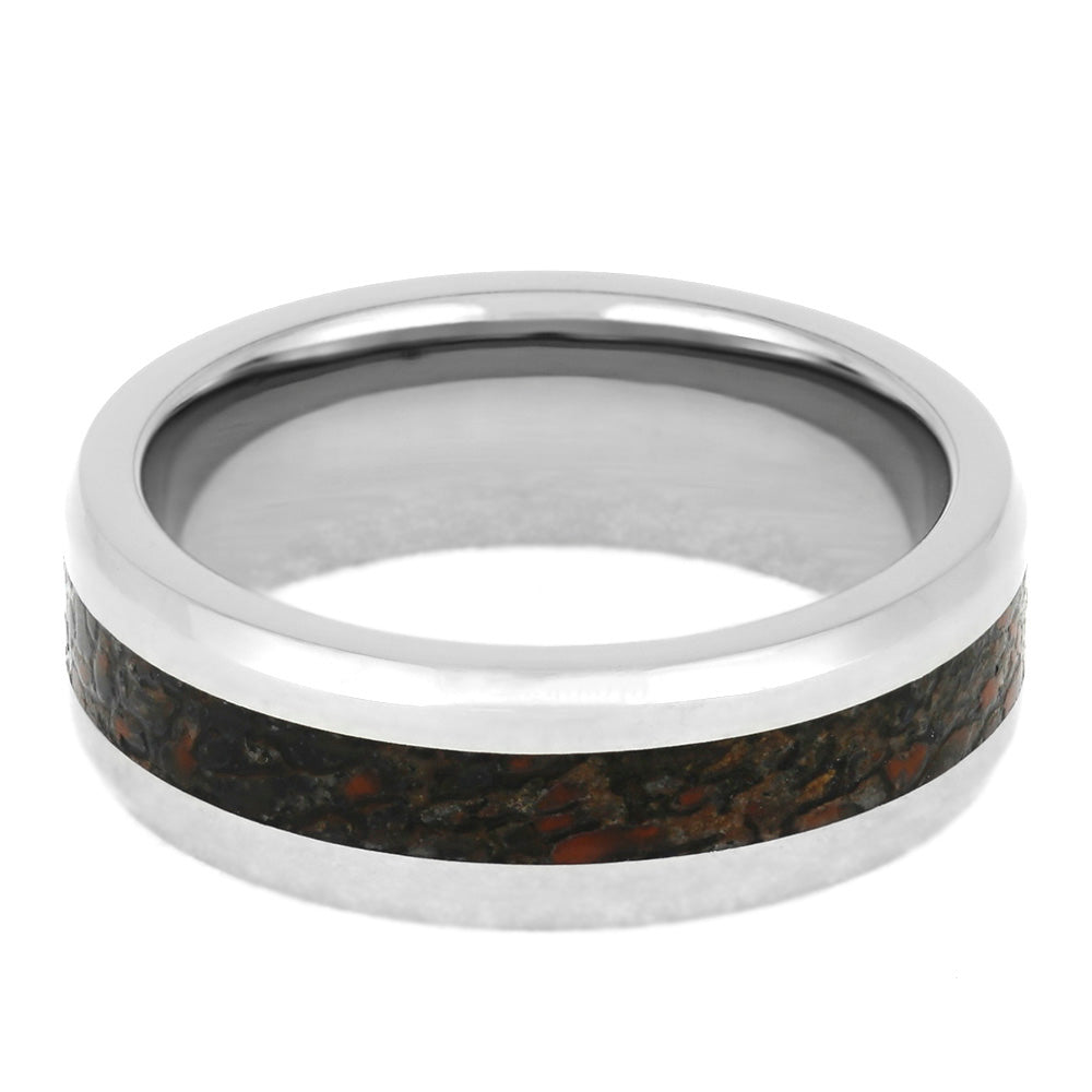 Dinosaur Bone Men's Wedding Band With Beveled Edge-4041 - Jewelry by Johan