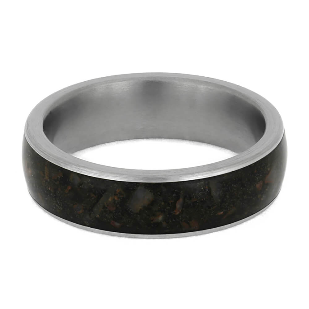 Crushed Dinosaur Bone Wedding Band in Brushed Titanium-4042 - Jewelry by Johan