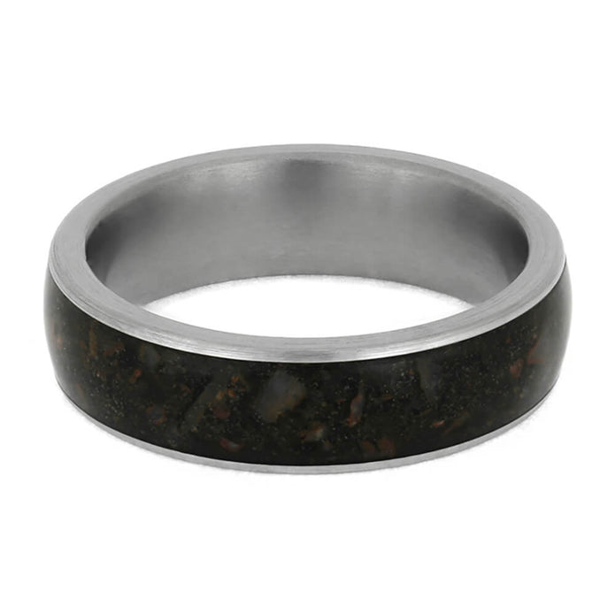 Crushed Dinosaur Bone Wedding Band in Brushed Titanium-4042 - Jewelry by Johan