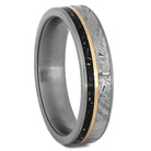 Thin Wedding Band with Rose Gold Pinstripe and Meteorite-4045 - Jewelry by Johan