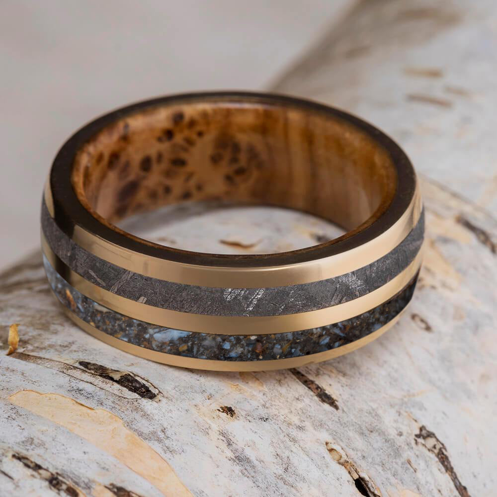 Black Ash Burl Wood Ring with outlet 5mm Stainless Steel Comfort Core - Quality Handcrafted - FREE SHIPPING