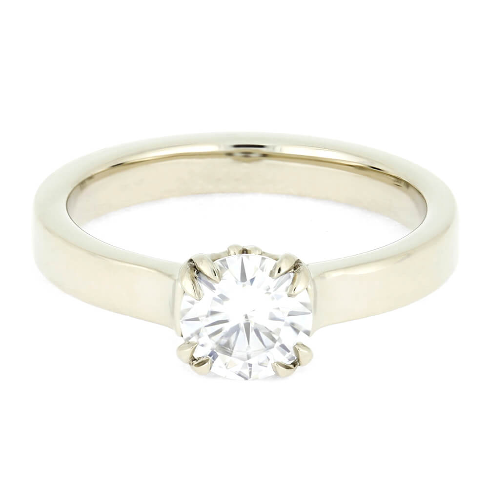 White Gold Moissanite Engagement Ring with Antler Prongs-4050 - Jewelry by Johan