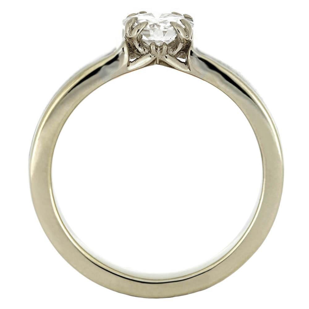 Moissanite Engagement Ring in White Gold With Antler Prongs-3206 - Jewelry by Johan