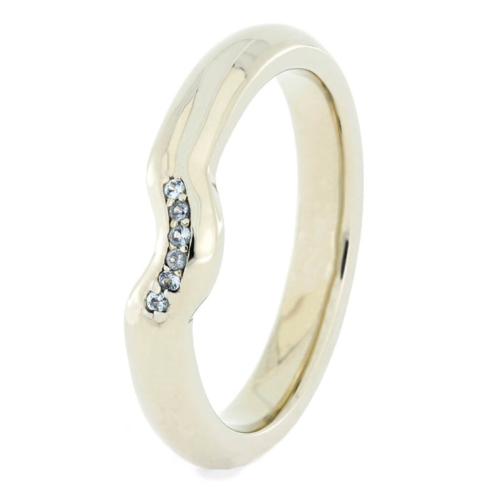 Custom White Gold Shadow Band with Accent Stones-4051 - Jewelry by Johan