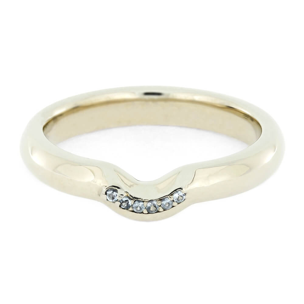 Custom White Gold Shadow Band with Accent Stones-4051 - Jewelry by Johan