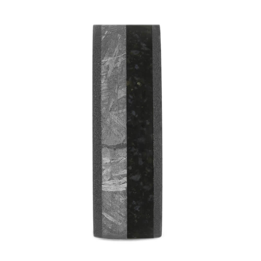 Meteorite and Dinosaur Bone Wedding Band