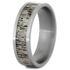 Brushed Titanium Ring with Deer Antler Inlay-4068 - Jewelry by Johan