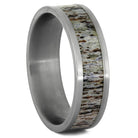 Brushed Titanium Ring with Deer Antler Inlay-4068 - Jewelry by Johan