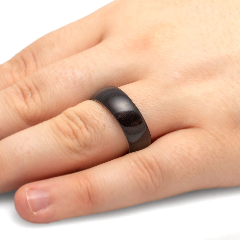 Blackwood Ring With Deer Antler Sleeve-4075 - Jewelry by Johan