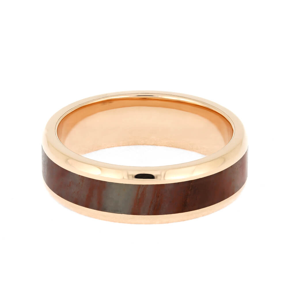 Petrified Wood Wedding Band in Rose Gold-4083 - Jewelry by Johan