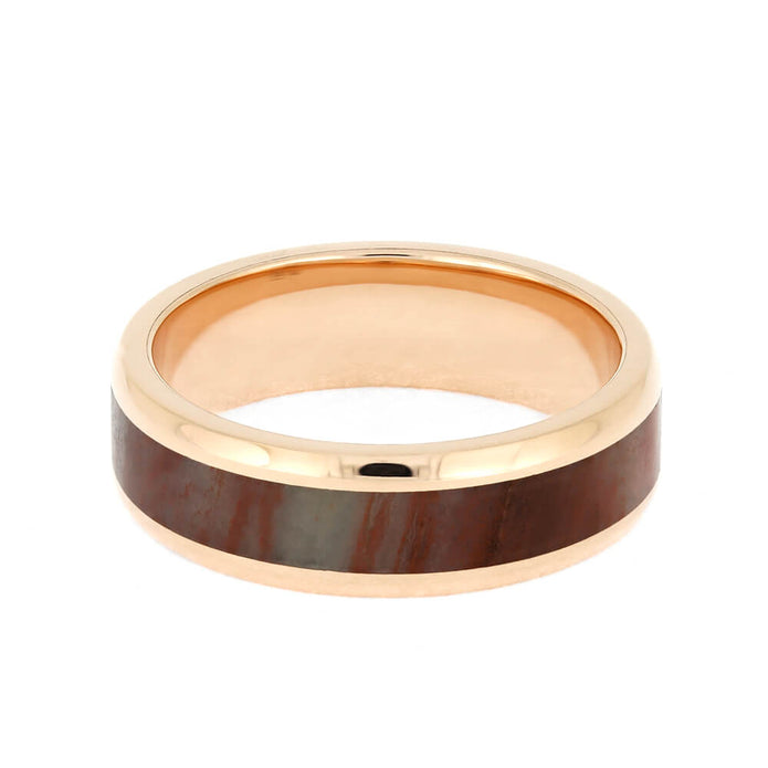 Petrified Wood Wedding Band in Rose Gold-4083 - Jewelry by Johan