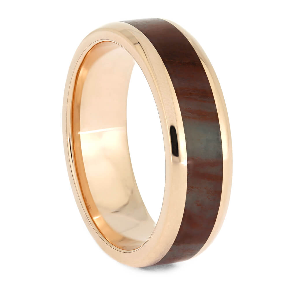 Swirling Gold Wedding Band with Wood