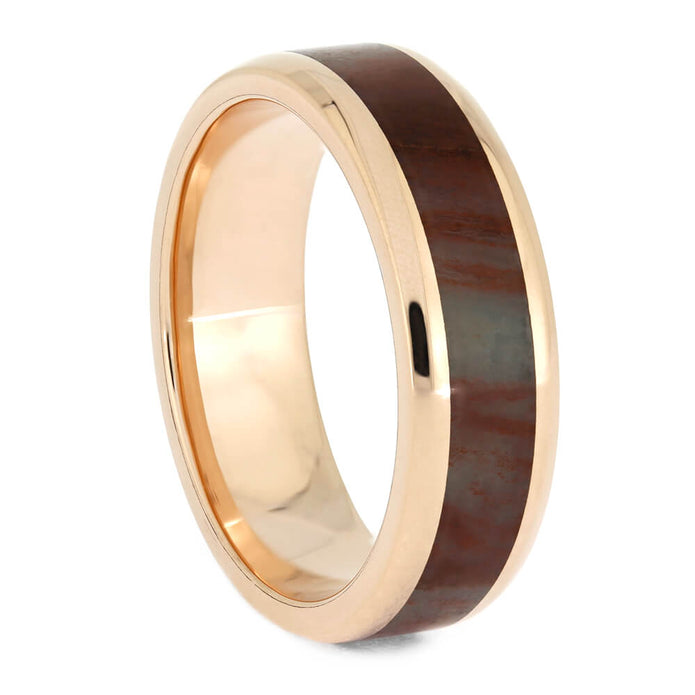 Petrified Wood Wedding Band in Rose Gold-4083 - Jewelry by Johan