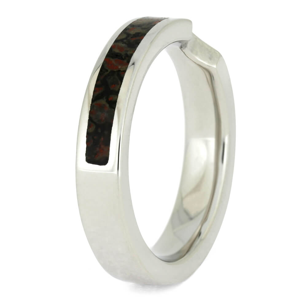 White Gold Shadow Band with Dinosaur Bone-4094 - Jewelry by Johan
