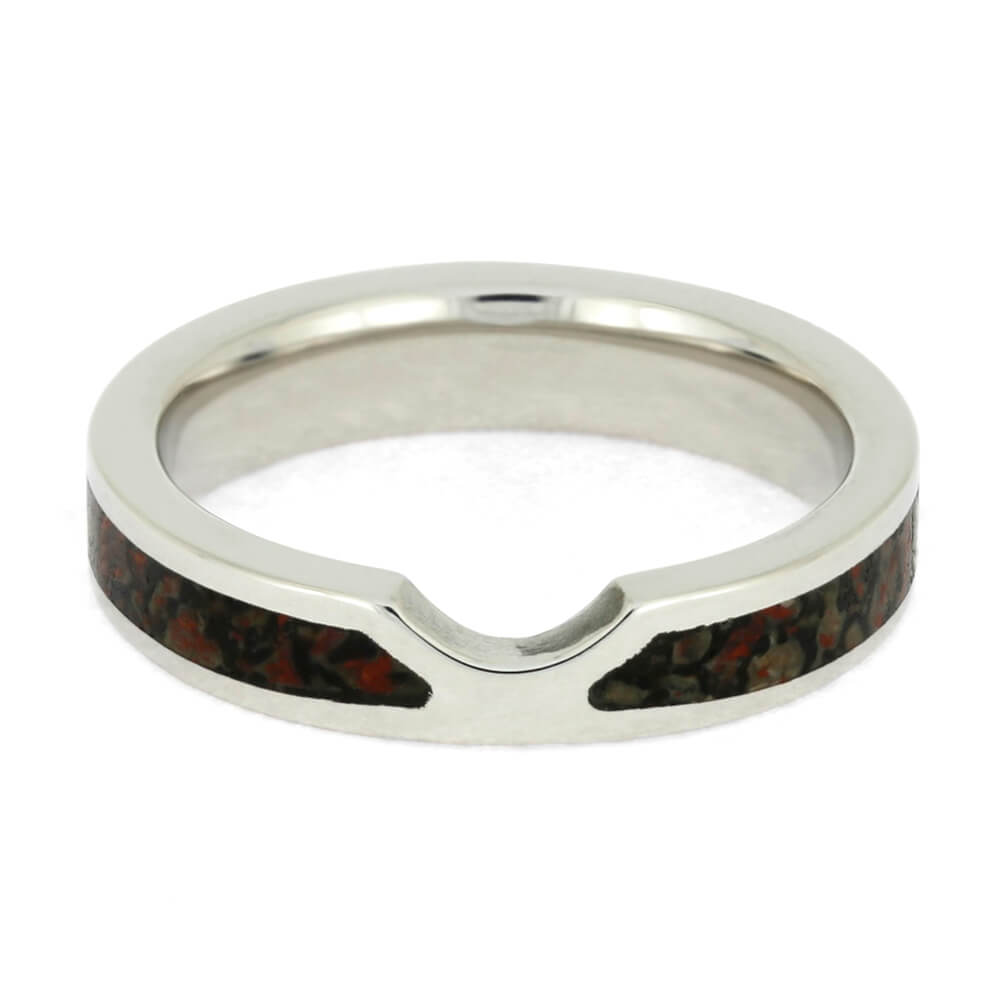 White Gold Shadow Band with Dinosaur Bone-4094 - Jewelry by Johan