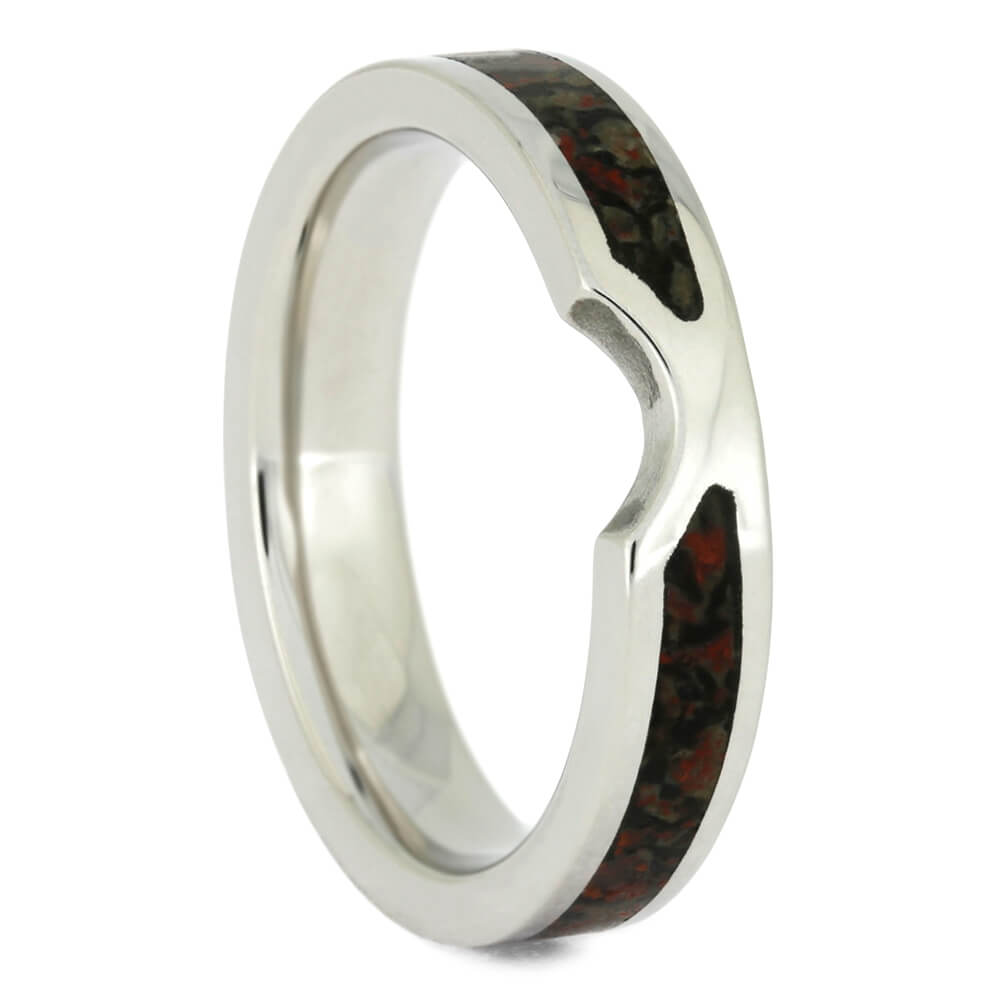 White Gold Shadow Band with Dinosaur Bone-4094 - Jewelry by Johan