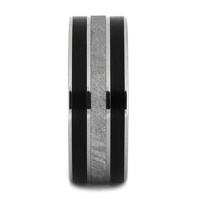 Meteorite Wedding Band with Vinyl LP Record Inlays-4095 - Jewelry by Johan