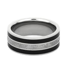 Meteorite Wedding Band with Vinyl LP Record Inlays-4095 - Jewelry by Johan