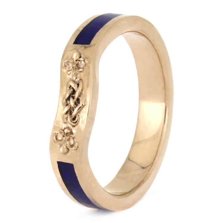 Celtic Knot Bridal Wedding Band, Rose Gold Ring With Lapis Lazuli-2640 - Jewelry by Johan