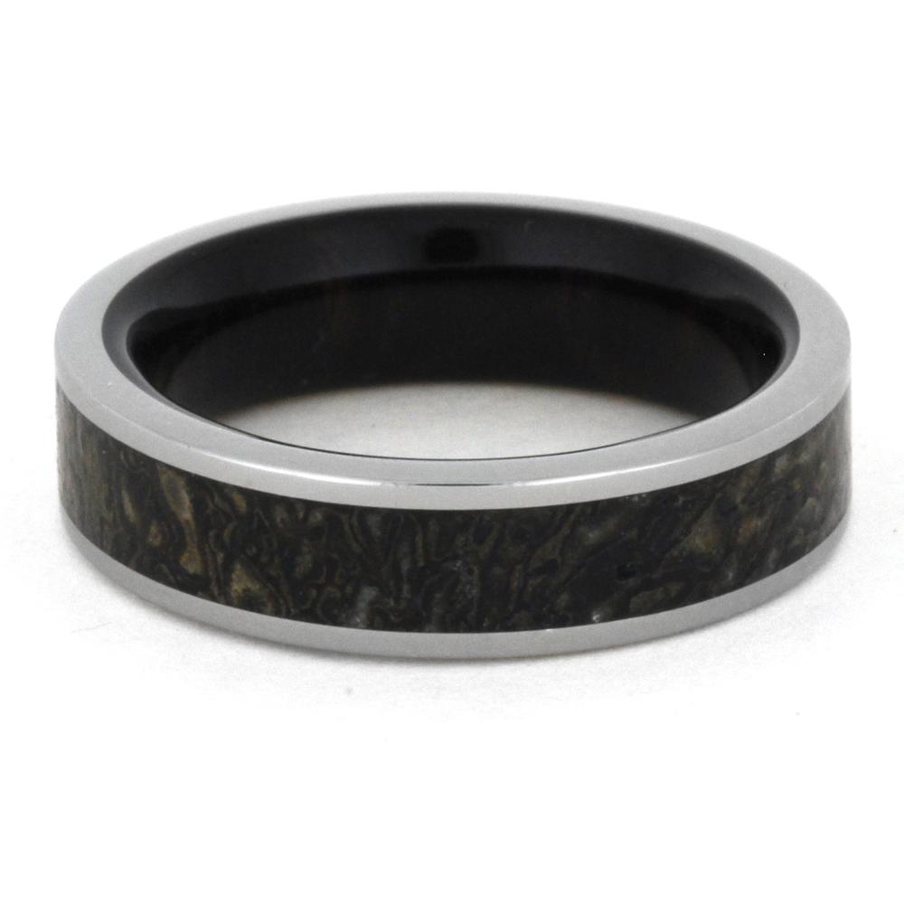 Dinosaur Bone Men's Wedding Band With Wood Inside-3294 - Jewelry by Johan