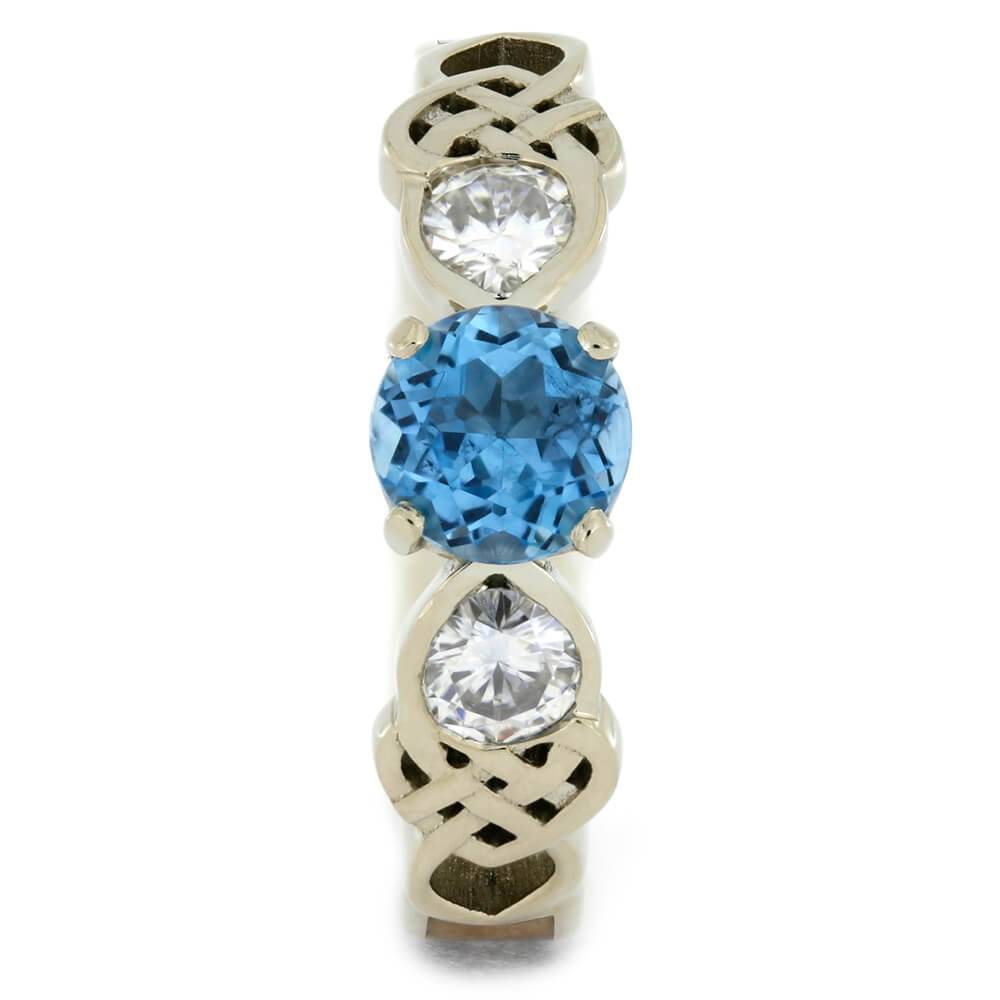 Three Stone Celtic Engagement Ring With Wood Inlay-4101 - Jewelry by Johan