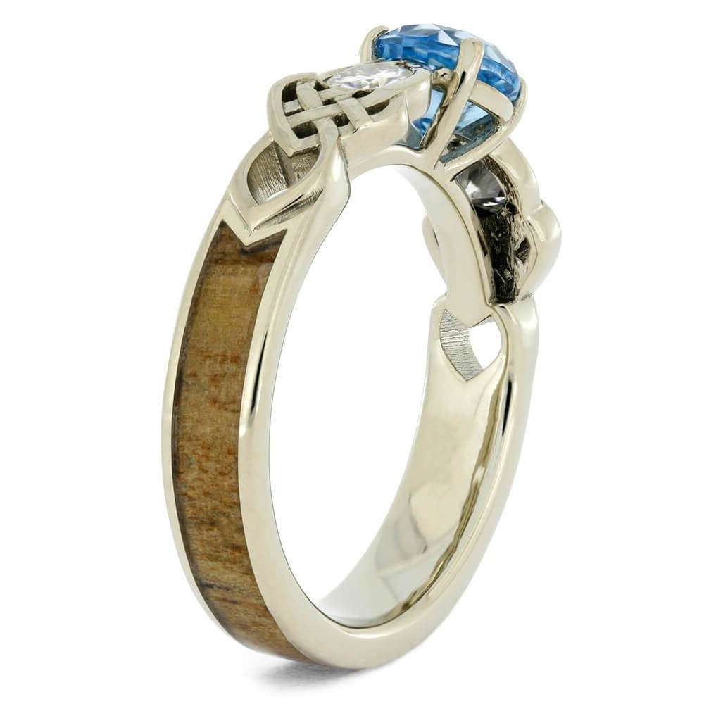 Three Stone Celtic Engagement Ring With Wood Inlay-4101 - Jewelry by Johan