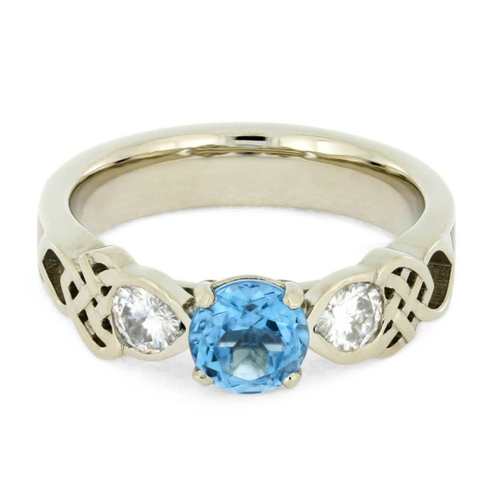 Three Stone Celtic Engagement Ring With Wood Inlay-4101 - Jewelry by Johan