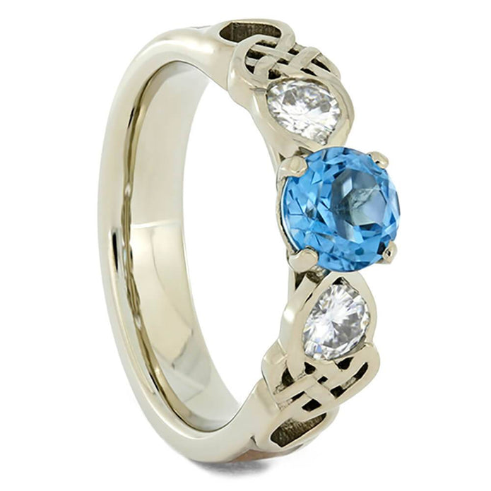 Three Stone Celtic Engagement Ring With Wood Inlay-4101 - Jewelry by Johan