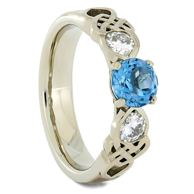 Three Stone Celtic Engagement Ring With Wood Inlay-4101 - Jewelry by Johan