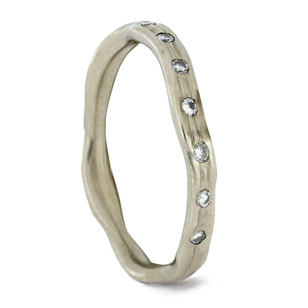 Moissanite Shadow Band, Nature Ring Mate to Branch Engagement Ring - Jewelry by Johan