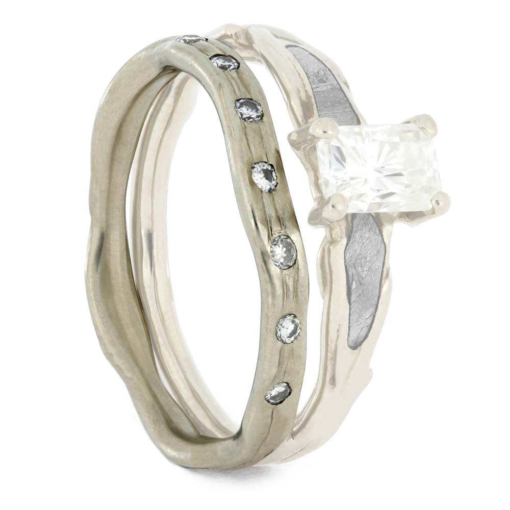 Moissanite Shadow Band, Nature Ring Mate to Branch Engagement Ring - Jewelry by Johan