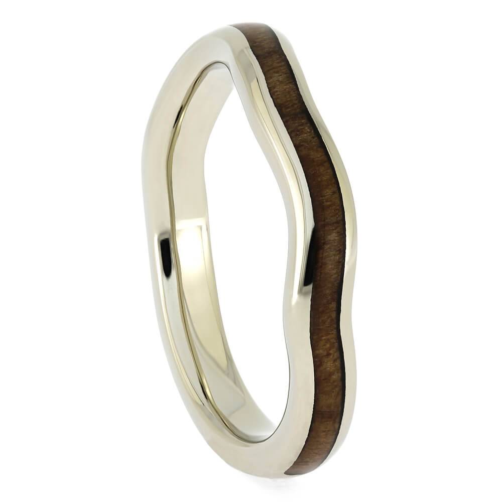 White Gold and Wood Wedding Band
